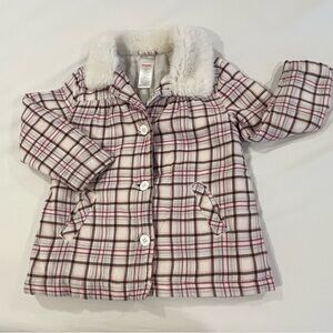 Gymboree Plaid Coat with Faux Fur Collar Kids Size 5